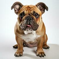 cute brown budog dog on a white background ai photo