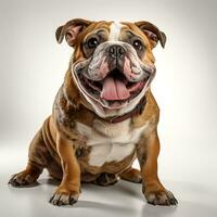 cute brown budog dog on a white background ai photo