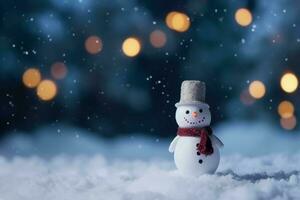 Cute winter snowman. Generate Ai photo
