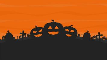 simple halloween vector flat illustration background with copy space on silhouette area