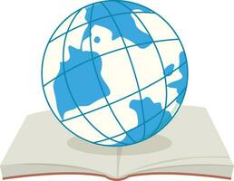 World globe and book open on white background vector