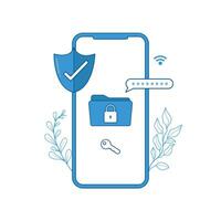 Mobile security concept. Secure internet connection. illustrator vector