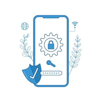 Mobile security concept. Secure internet connection. illustrator vector