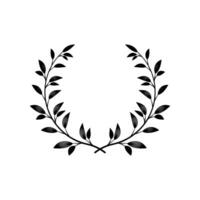 Set black silhouette circular laurel foliate,. Various round floral and laurel frames set vector