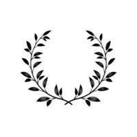 Set black silhouette circular laurel foliate,. Various round floral and laurel frames set vector