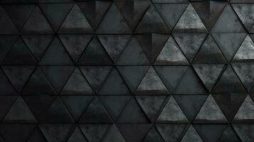 Dark Geometric Triangles with Rough Grunge Texture AI Generated photo