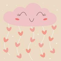 a cartoon cloud with hearts on it vector