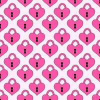 Pink padlocks hearts seamless pattern. Emo y2k style. 2000s design Valentine day. Vector illustration.