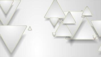 Tech geometric motion background with abstract golden and grey triangles video