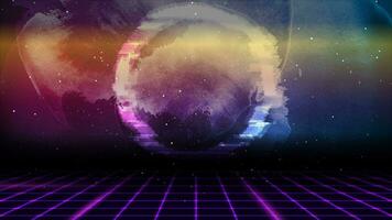 Retro futuristic abstract hi-tech motion background with glitch circle video