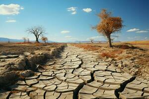 climas marca agrietado Desierto tierra expone duro impacto de cambiando ambiente ai generado foto