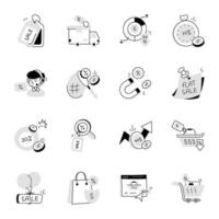 Latest Shopping Sales Hand Drawn Icons vector