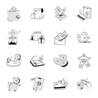 Set of Shopping Discounts Hand Drawn Icons vector