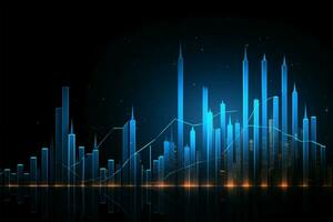 Financial bar chart showcases stock market price, investment gain, and business management AI Generated photo