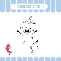 Connect dots game for preschool kids. Chili pepper vector