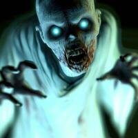 Ghosts, spirits or zombies on Halloween. Created with AI. photo