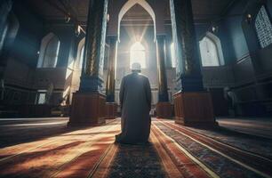 Muslim man praying. Generate Ai photo
