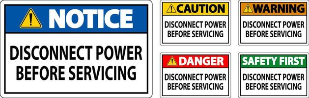 Danger Sign Disconnect Power Before Servicing vector