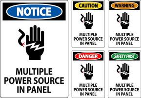 Danger Sign Multiple Power Source In Panel vector