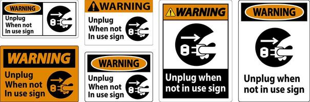 Warning Unplug When Not In Use Symbol Sign vector