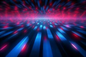 Mesmerizing blue and red shining rays set the disco mood. AI Generated photo