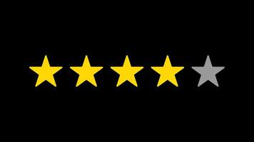 Four star rating review animation. Customer feedback 4 star rating video