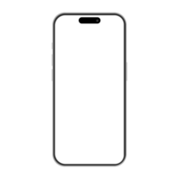 iphone 15 attrapp främre se isolerat illustration på transparent bakgrund. smartphone eller mobil telefon eller mobiltelefon skära ut mall. png