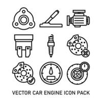 coche motor contorno icono paquete vector
