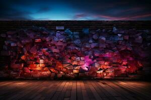 A wall of twilight hues, with bricks embodying a sense of subdued drama AI Generated photo