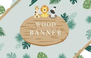 Wood frame collection of safari background set.Editable vector illustration for birthday invitation,postcard and sticker