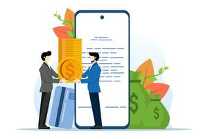 online loan application concept. online loans. online money making application. safe and reliable. users who earn money from mobile apps. technology and finance. flat vector illustration on background