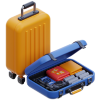 Travel Suitcase Icon 3d render illustration. suitcase 3d icon. luggage 3d icon. 3D icon suitcase rendered. png