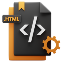 html document file 3d Icon. 3D icon HTML document file. HTMl file format 3d render. html symbol 3d icon. png