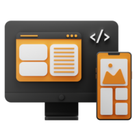 web responsive 3d icon. 3D icon for responsive websites. 3d icon of web responsiveness. png