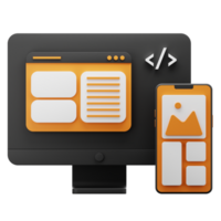 web responsive 3d icon. 3D icon for responsive websites. 3d icon of web responsiveness. png