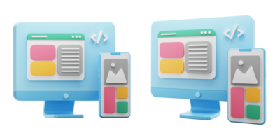 web responsive 3d icon. 3D icon for responsive websites. 3d icon of web responsiveness. png