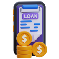 loan application 3d icon. online loan application 3d render. coin with loan application 3d render. png