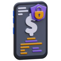 secure transaction 3d icon. 3d render illustration of a smartphone with protection shield and padlock. Mobile payment 3d icon. secure payment icon. png