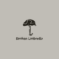 Broken umbrella logo with apprehensive shape. vector