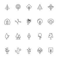 Various Trees Vector Line Icon Set. Vector Illustration for web sites, apps, design, banners and other purposes