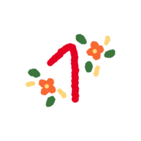 Number 1 with flower design png