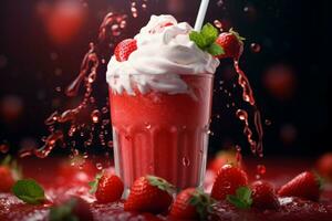Strawberry shake cream whipped. Generate Ai photo