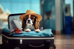 Spaniel breed dog summer hat. Generate Ai photo