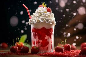 Strawberry shake cream. Generate Ai photo