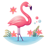 cartoon flamingo ai generative png