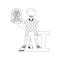 He grasps a model of AI, linear style vector