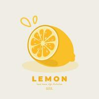 hand drawn illustration vector of cute isolated flat minimal motif half sliced lemon doodle-style design illustrations