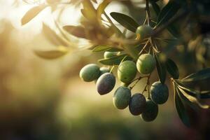 aceitunas árbol jardín rama. generar ai foto