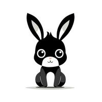 Black rabbit illustration clipart design on white background vector