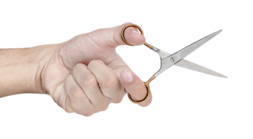 Hand hold hair scissors png